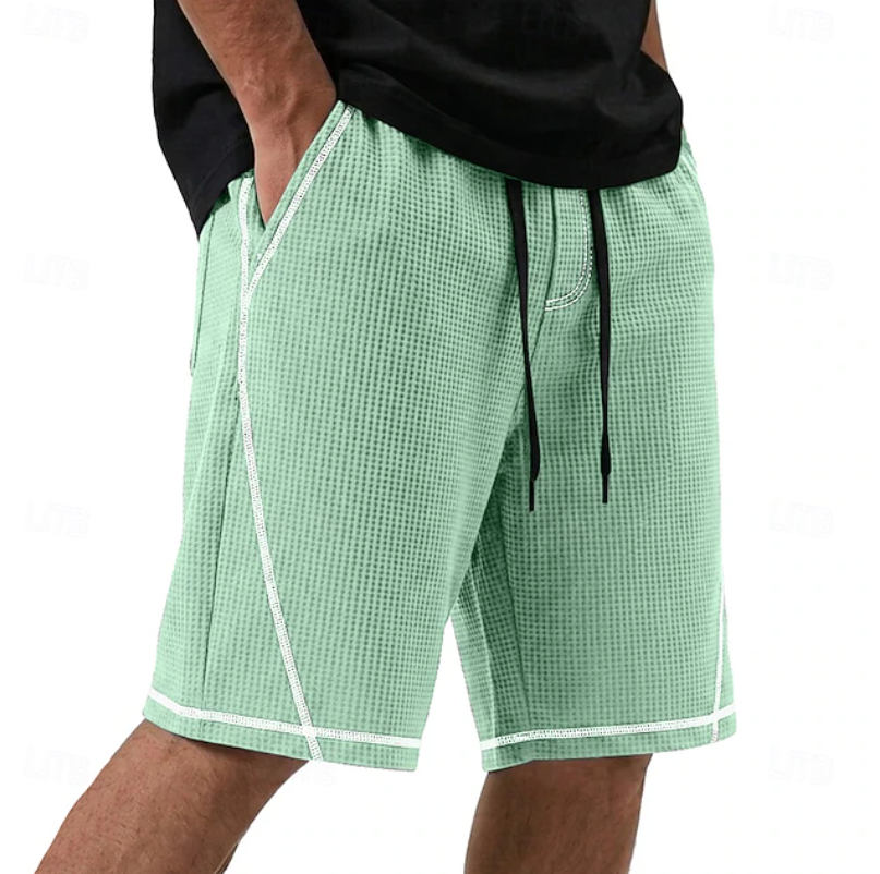 Men's Waffle-Texture Shorts with Contrast Trim