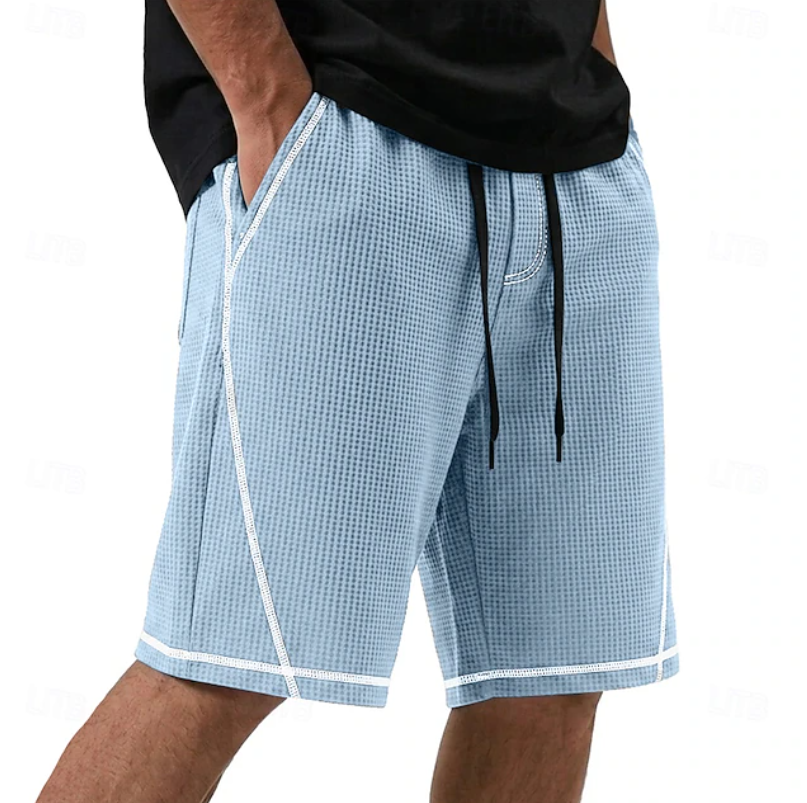 Men's Waffle-Texture Shorts with Contrast Trim