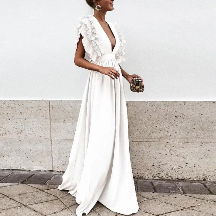Victoria | Ruffle Sleeve Evening Maxi Dress