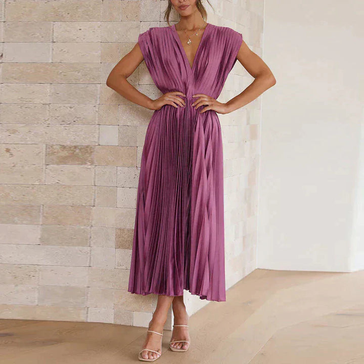 Eliana | Flowing Pleated Occasion Midi Dress