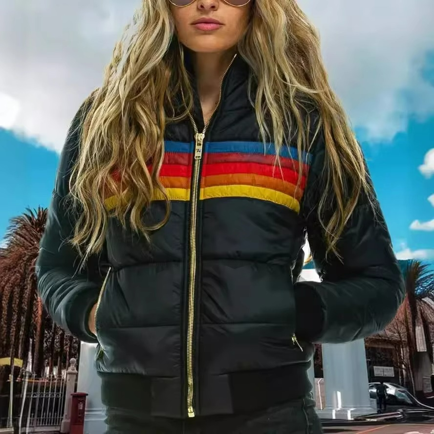 Sienna | Retro Stripe Hooded Puffer Jacket