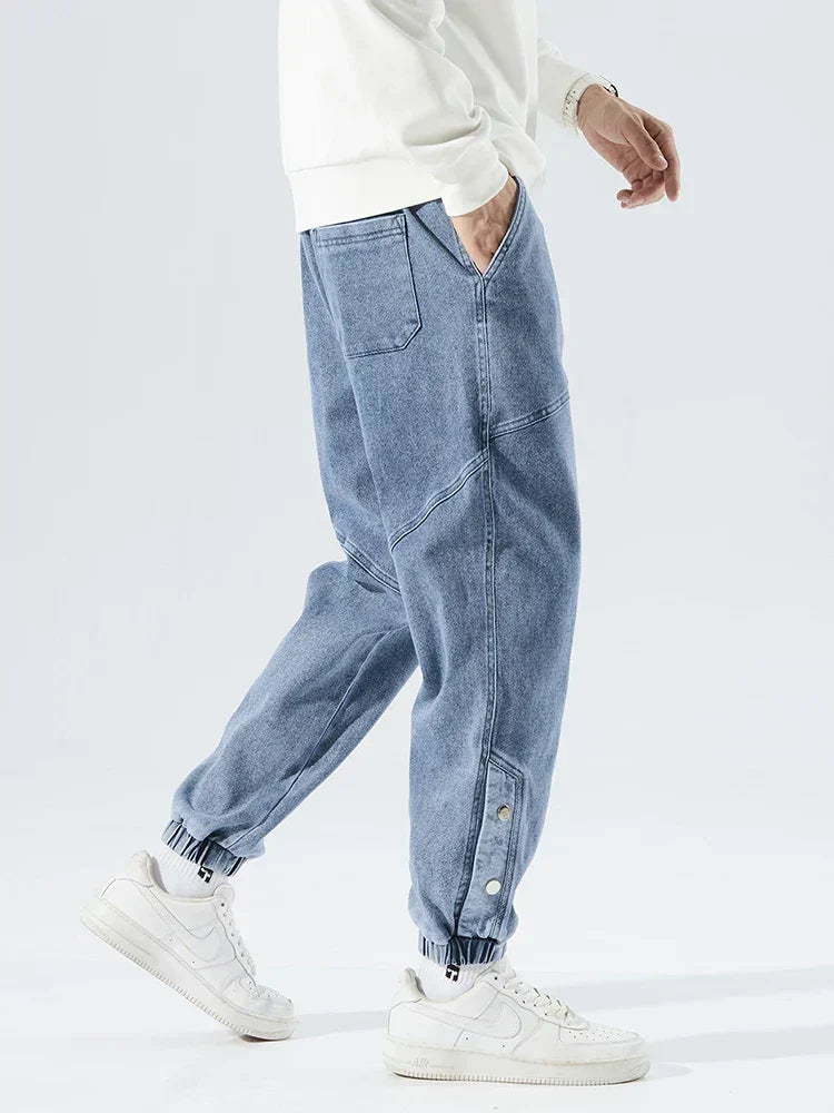 Men's Denim Jogger Jeans with Ribbed Cuff