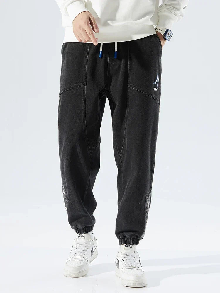 Men's Denim Jogger Jeans with Ribbed Cuff