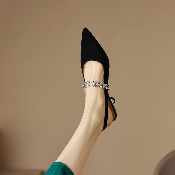 Womens Rhinestone Slingback Heels