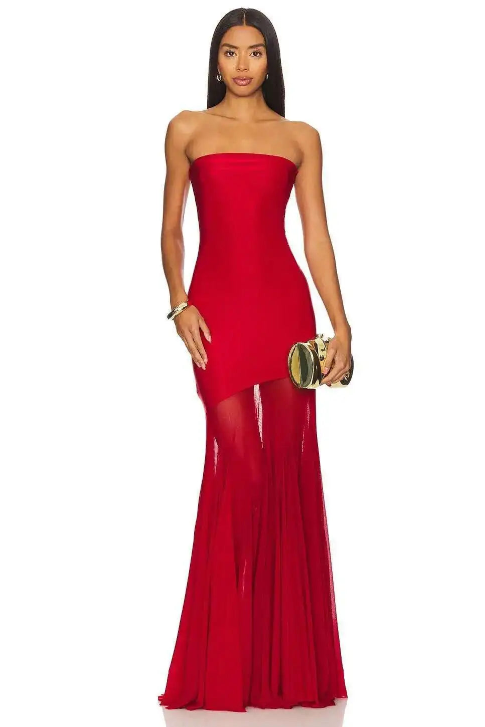 Alessia | Strapless Sheer Evening Maxi Dress