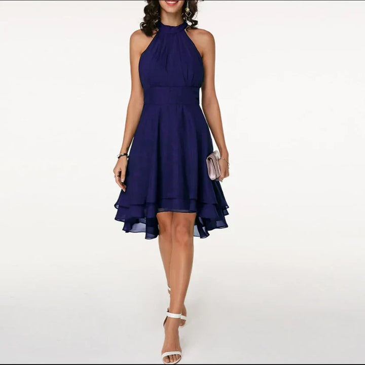 Amelia | Elegant Halter Neck Layered Cocktail Dress