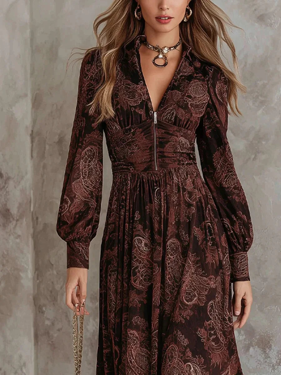 Serena | Vintage Long Sleeve Occasion Maxi Dress