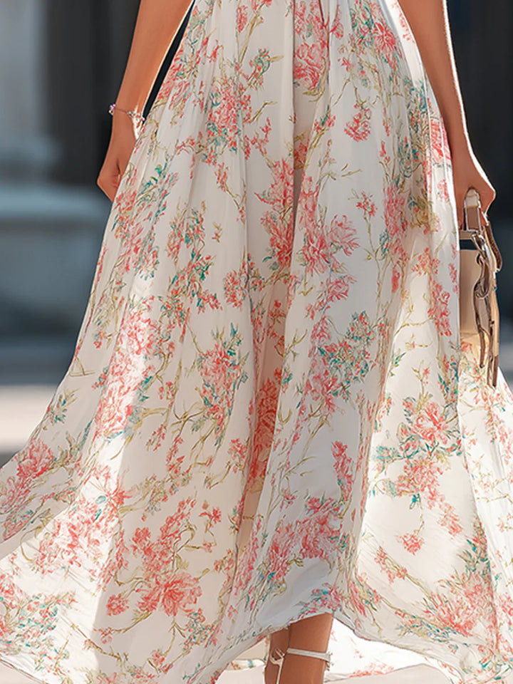 Women's Floral Maxi Dress with Halter Neck