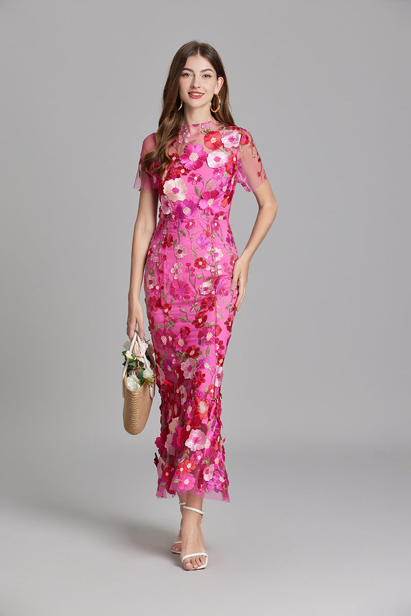 Larissa | Elegant Sheer Mesh Wedding Guest Cocktail Dress