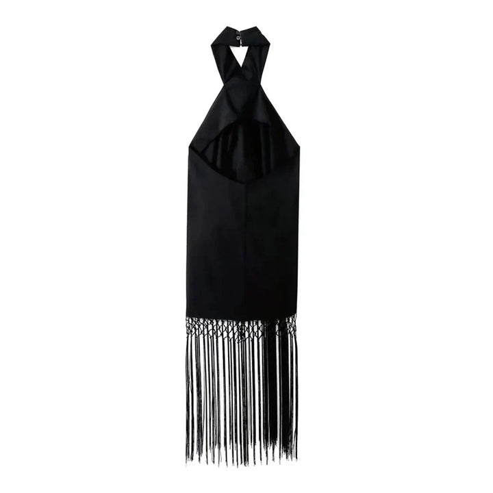 Vivienne | Halter Neck Fringe Occasion Midi Dress