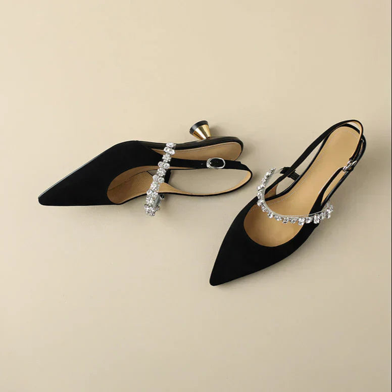 Womens Rhinestone Slingback Heels
