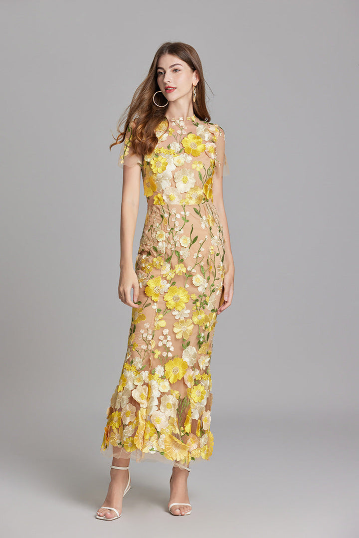 Larissa | Elegant Sheer Mesh Wedding Guest Cocktail Dress