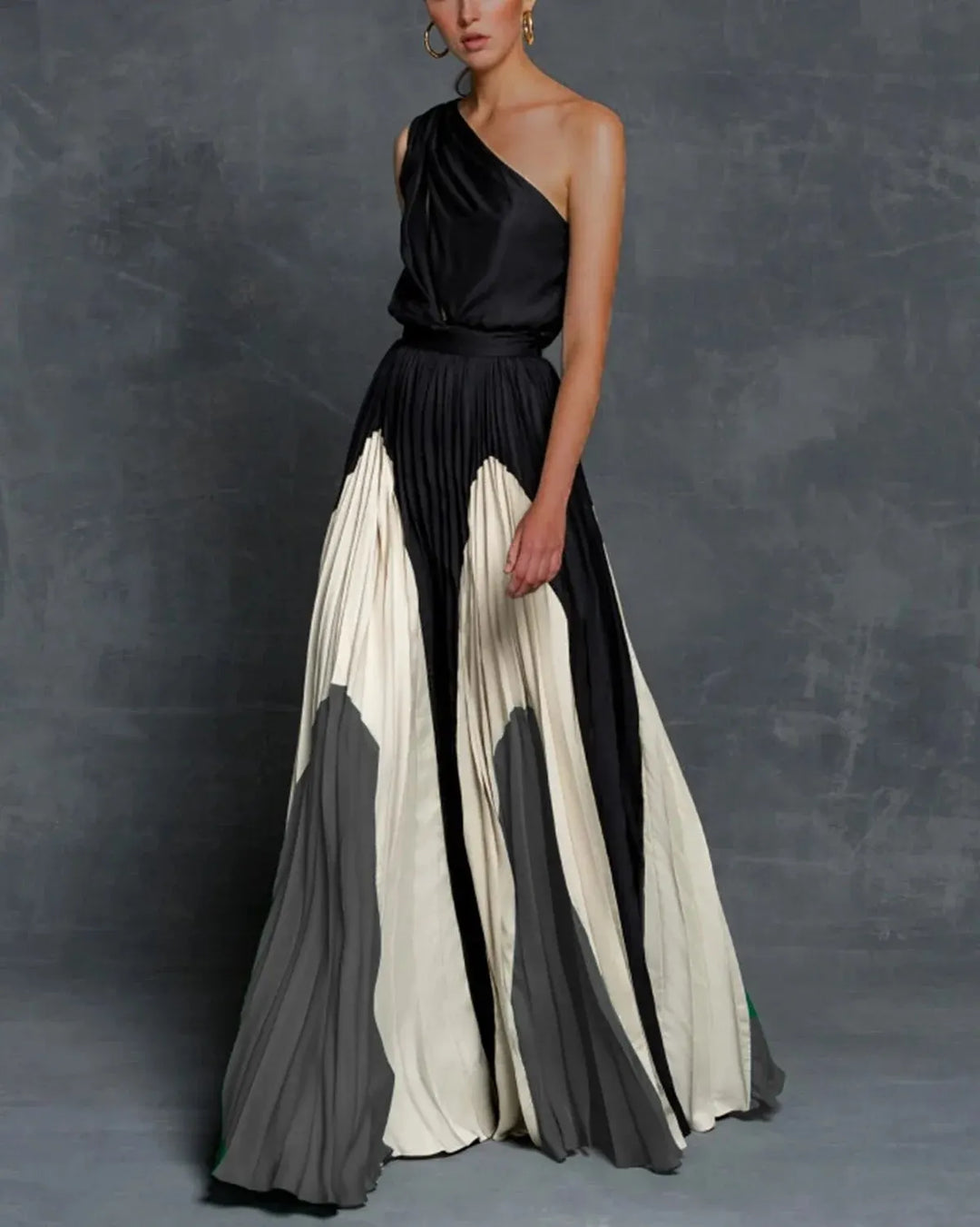 Celeste | One Shoulder Pleated Evening Maxi Dress