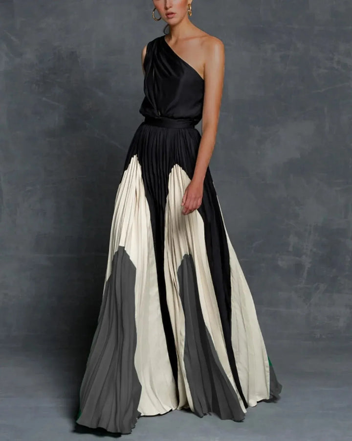 Celeste | One Shoulder Pleated Evening Maxi Dress