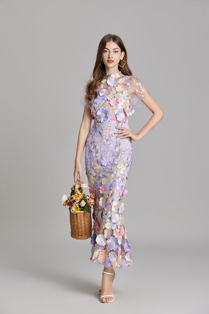 Larissa | Elegant Sheer Mesh Wedding Guest Cocktail Dress