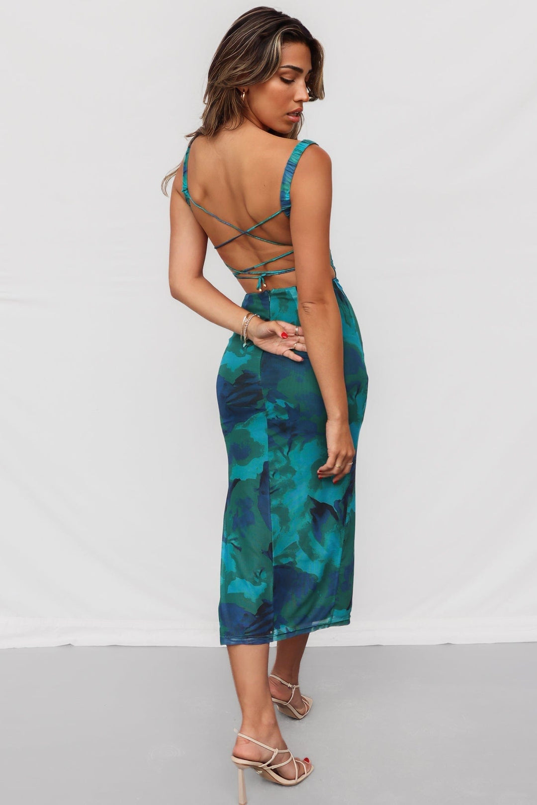 Alessia | Printed Square Neck Midi Dress