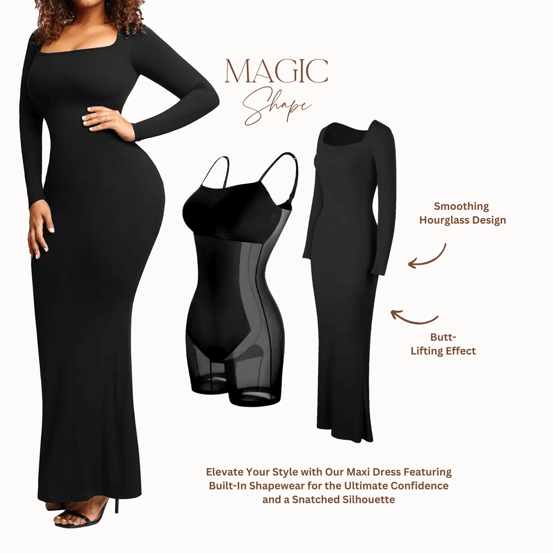 Evelyn | Elegant Square Neck Bodycon Maxi Dress