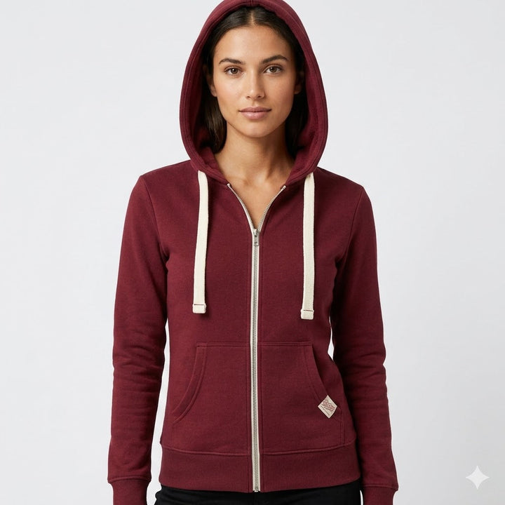 Women's Zip-Up Hoodie with Kangaroo Pocket