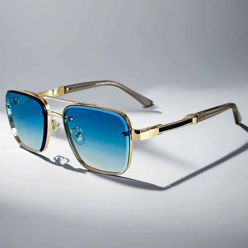 Square Metal Frame Sunglasses with Gradient Lenses