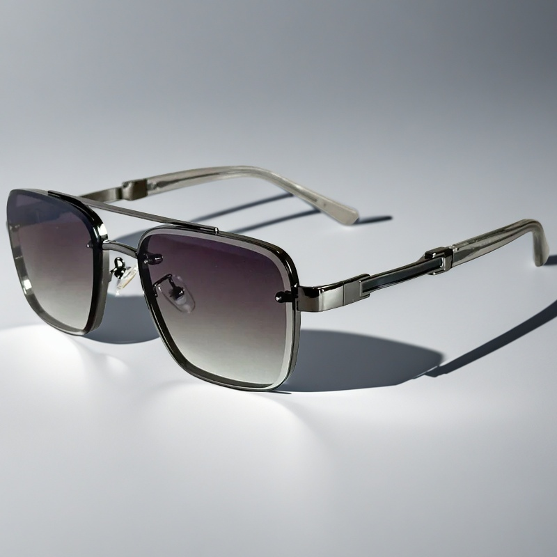 Square Metal Frame Sunglasses with Gradient Lenses