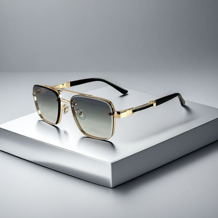 Square Metal Frame Sunglasses with Gradient Lenses