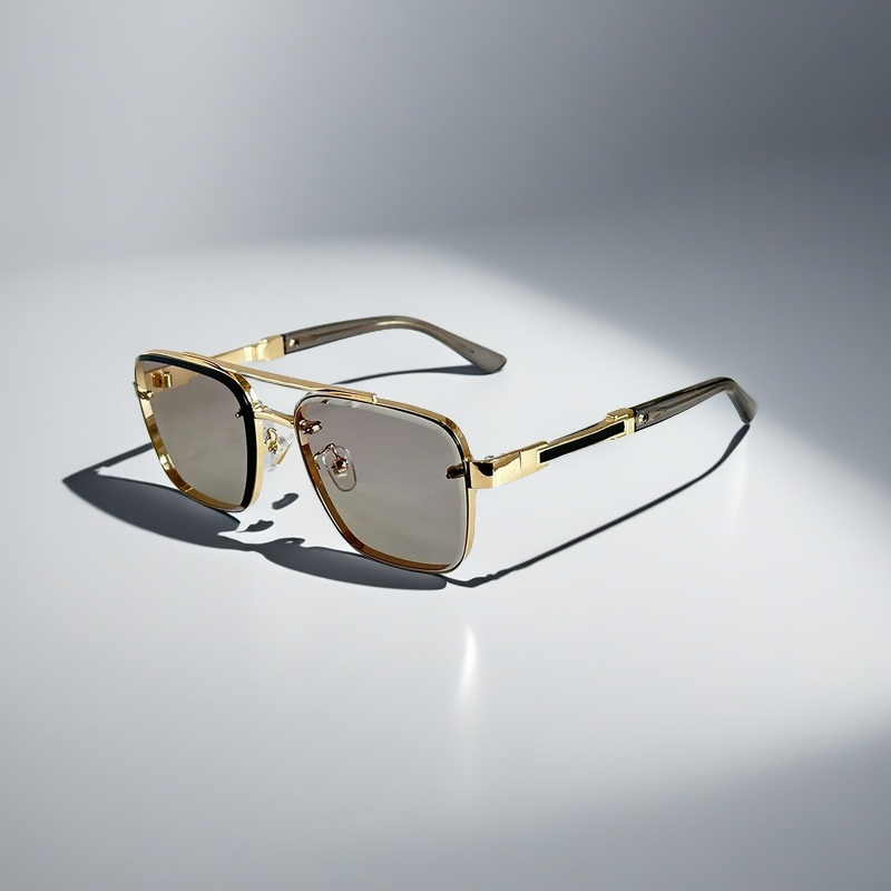 Square Metal Frame Sunglasses with Gradient Lenses