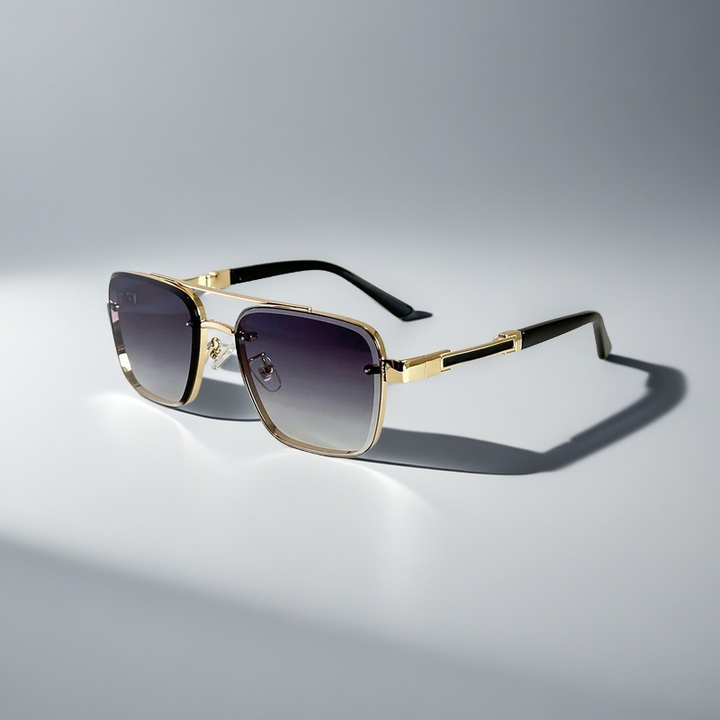 Square Metal Frame Sunglasses with Gradient Lenses