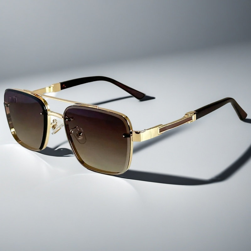 Square Metal Frame Sunglasses with Gradient Lenses