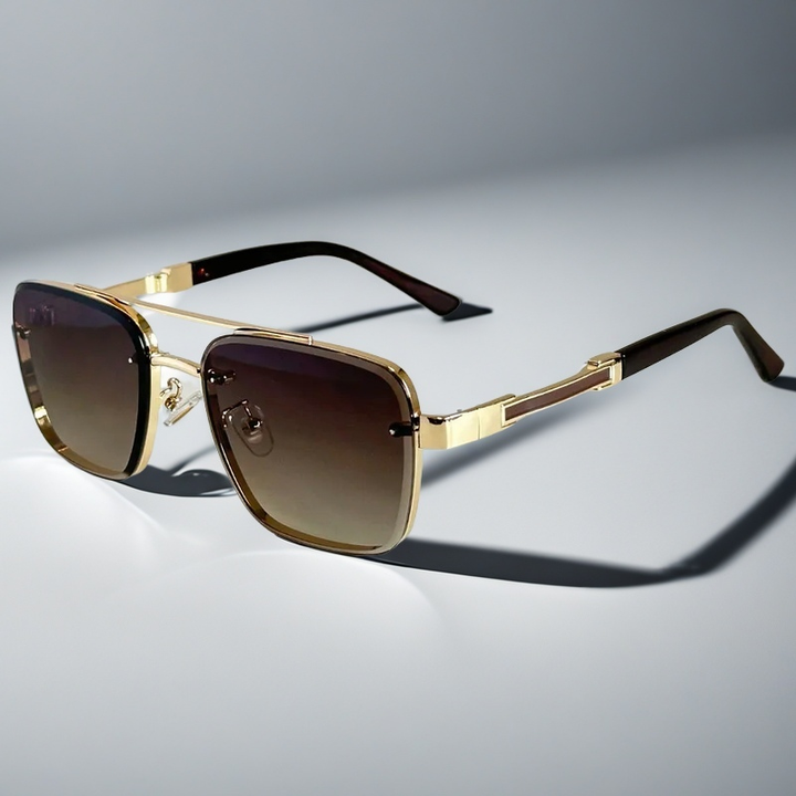 Square Metal Frame Sunglasses with Gradient Lenses