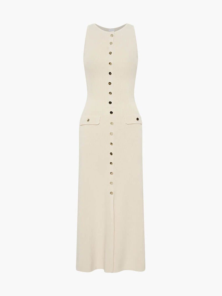 Charlotte | Elegant Button Front Sleeveless Maxi Dress