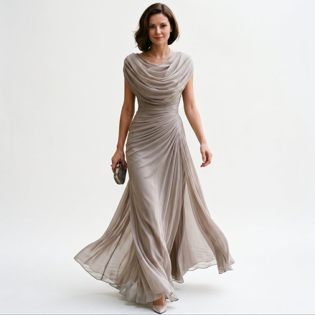 Elegant Draped Evening Maxi Dress