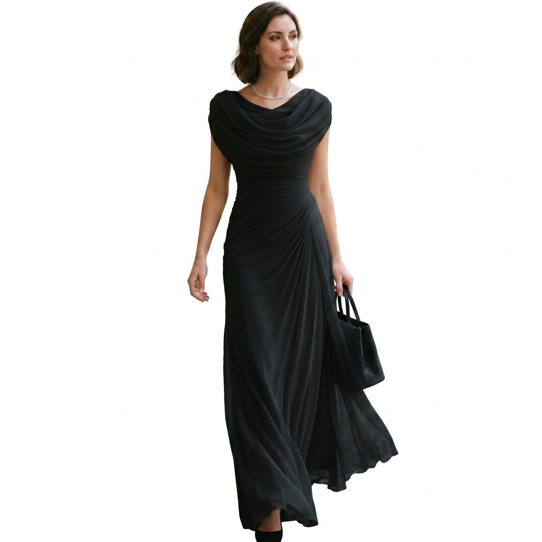 Elegant Draped Evening Maxi Dress