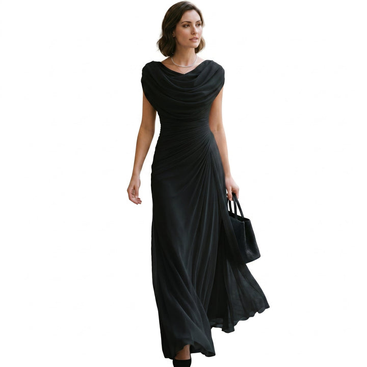 Elegant Draped Evening Maxi Dress