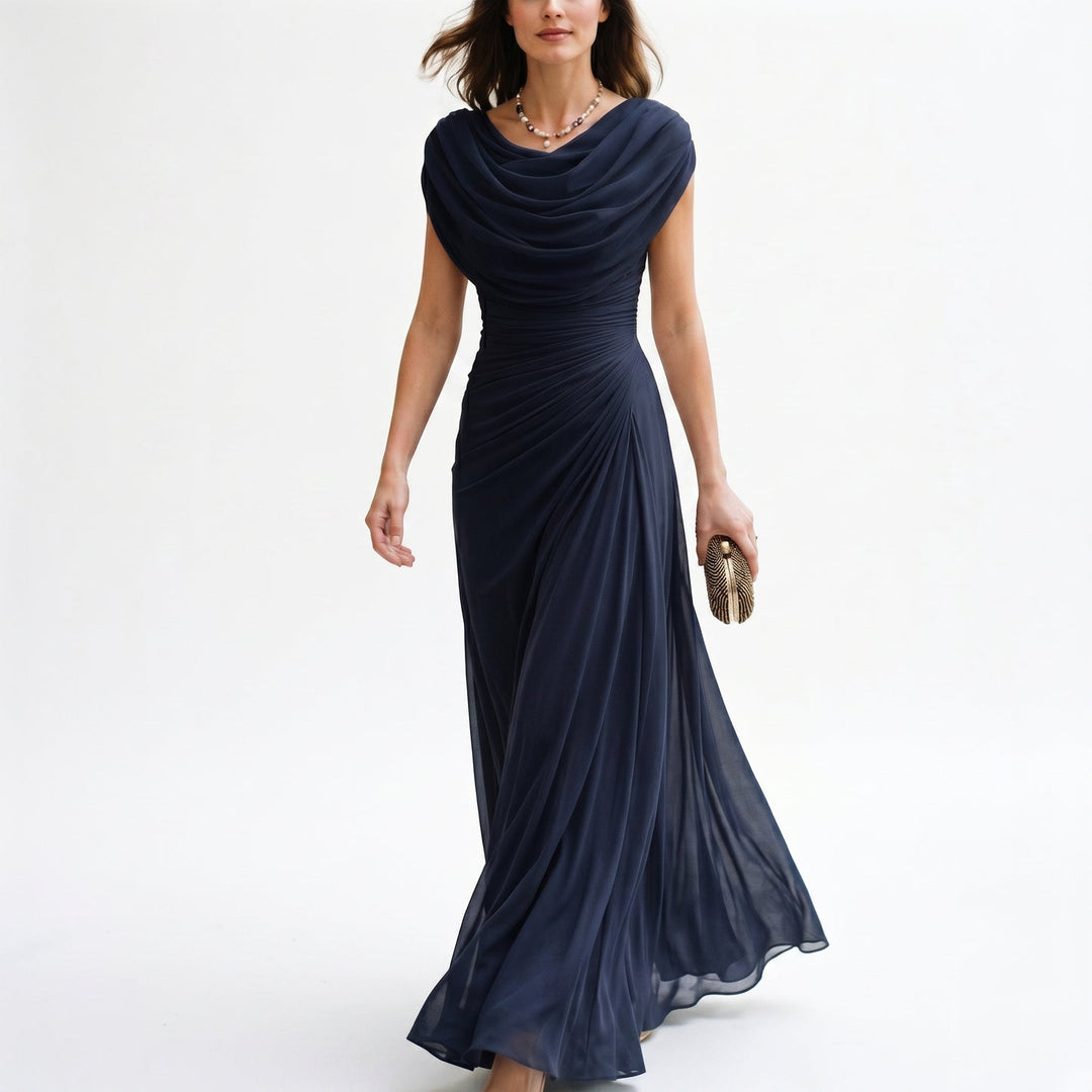 Elegant Draped Evening Maxi Dress