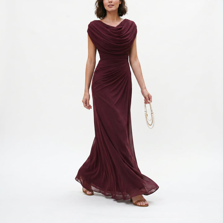 Elegant Draped Evening Maxi Dress