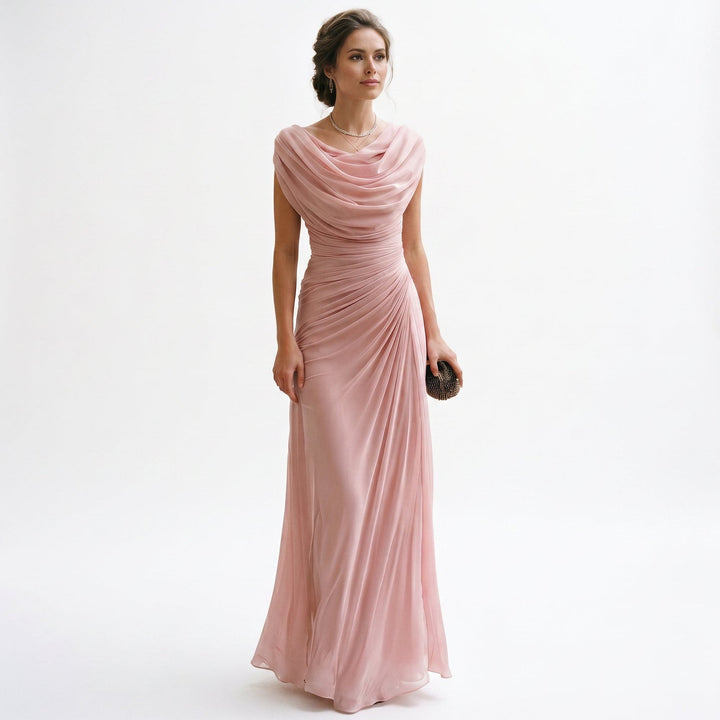 Elegant Draped Evening Maxi Dress