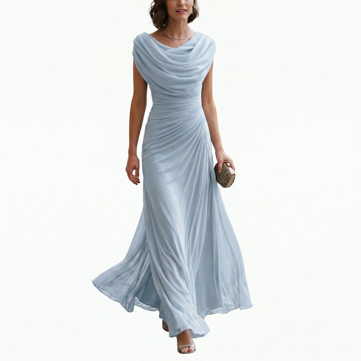 Elegant Draped Evening Maxi Dress