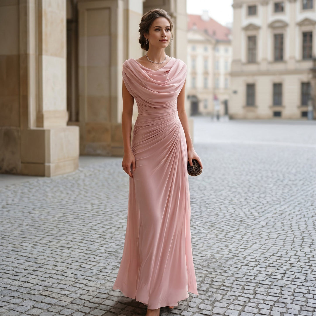 Elegant Draped Evening Maxi Dress