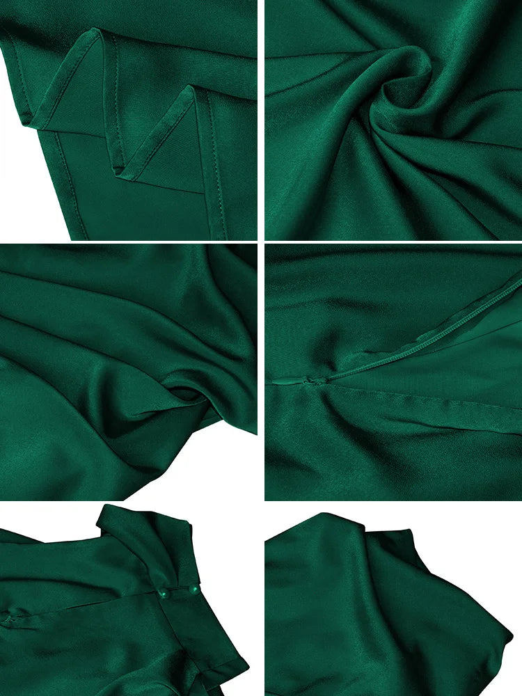 Amelia | Satin High Neck Midi Cocktail Dress