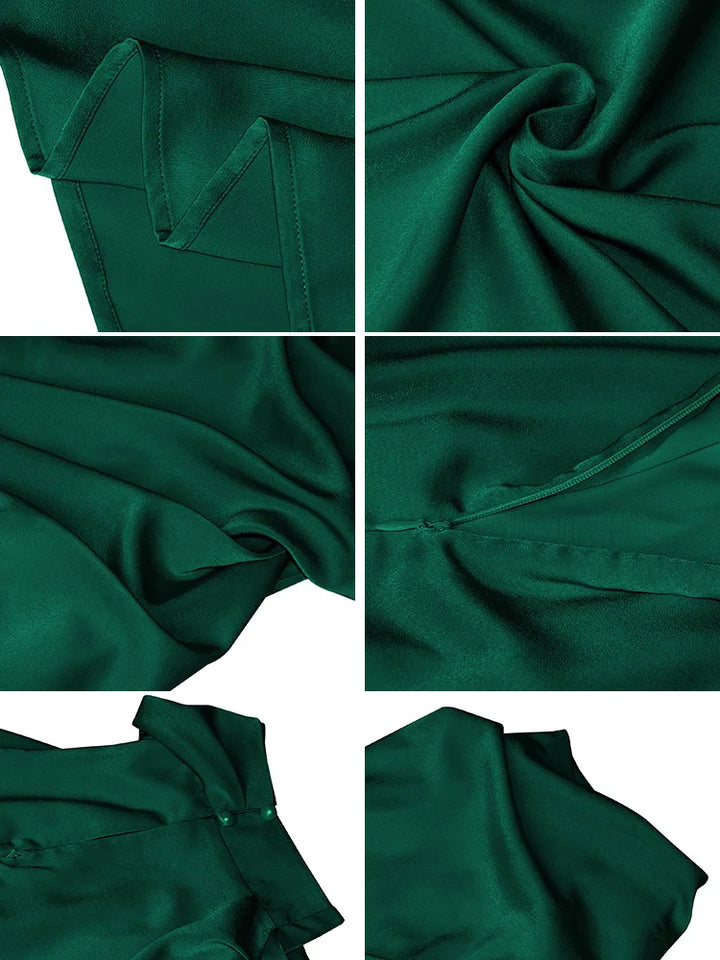 Amelia | Satin High Neck Midi Cocktail Dress