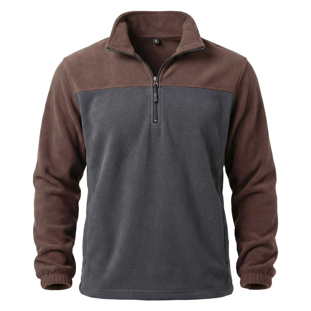Men's Quarter-Zip Fleece Jumper with Ribbed Cuffs