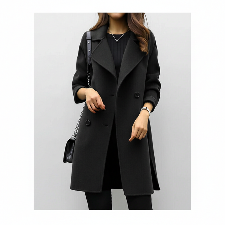 Women's Double-Breasted Overcoat with Notch Lapel
