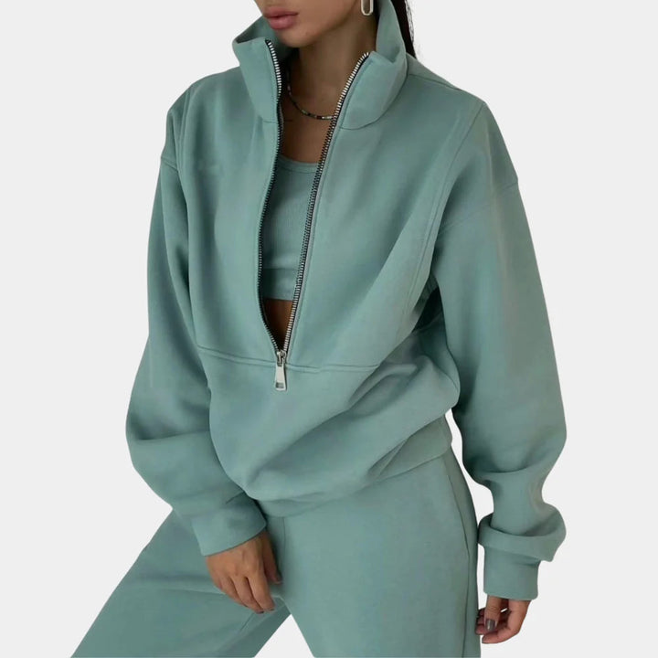 Women's Half-Zip Tracksuit with Ribbed Cuffs