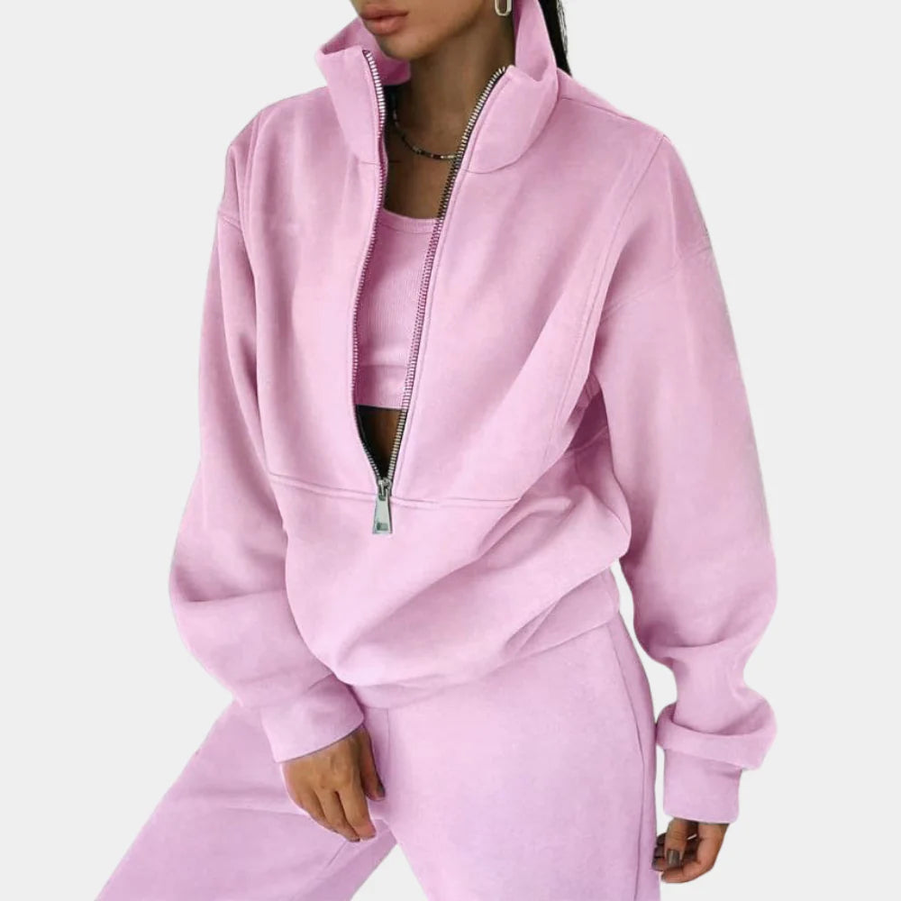 Women's Half-Zip Tracksuit with Ribbed Cuffs