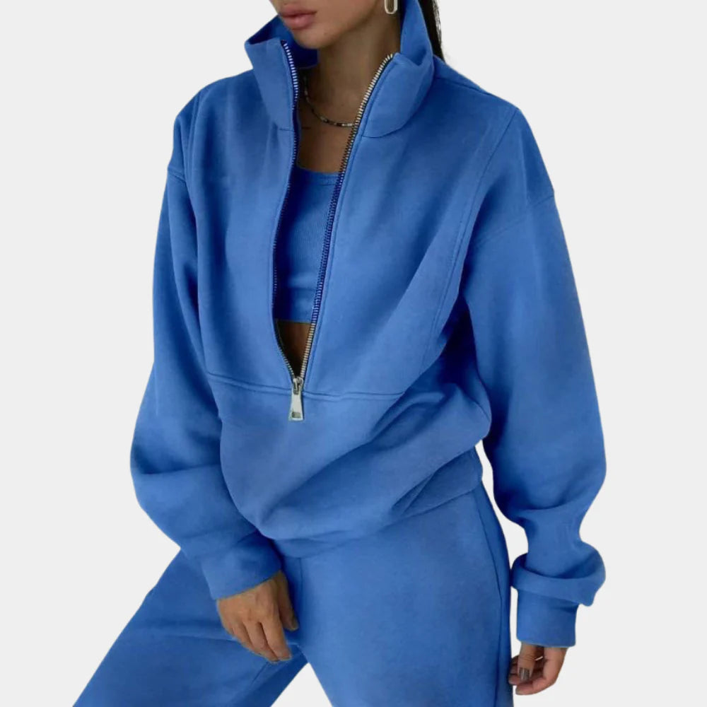 Women's Half-Zip Tracksuit with Ribbed Cuffs