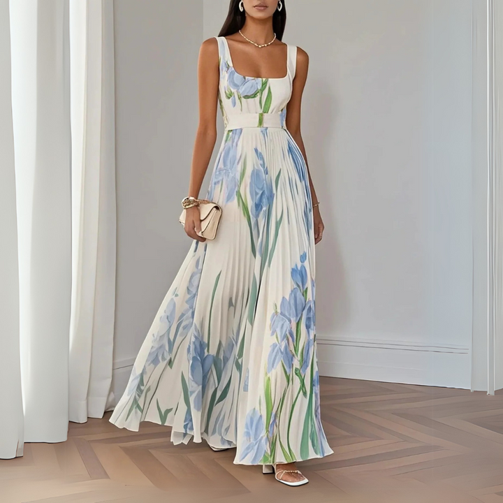 Elise | Floral Pleated Occasion Maxi Dress