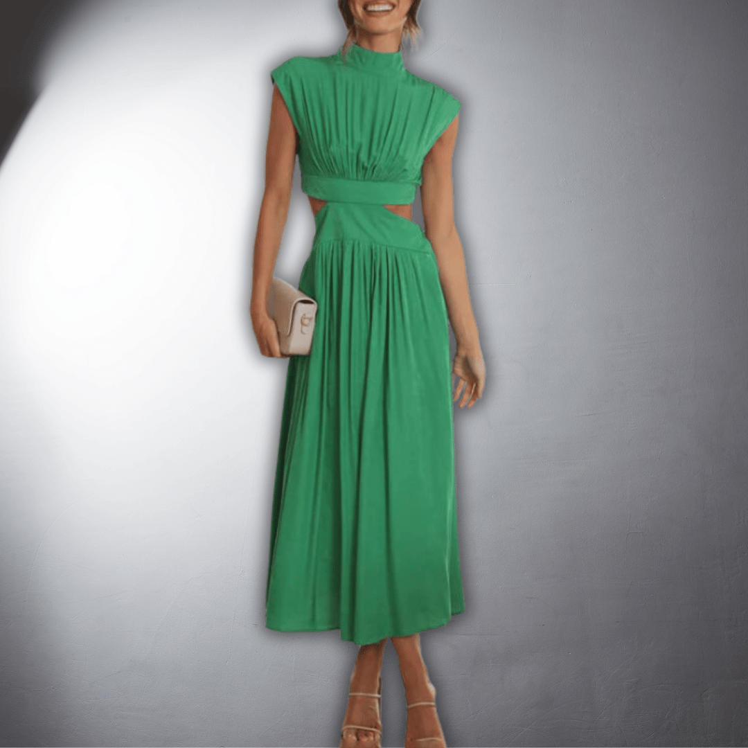 Isadora | Cut Out High Neck Occasion Midi Dress