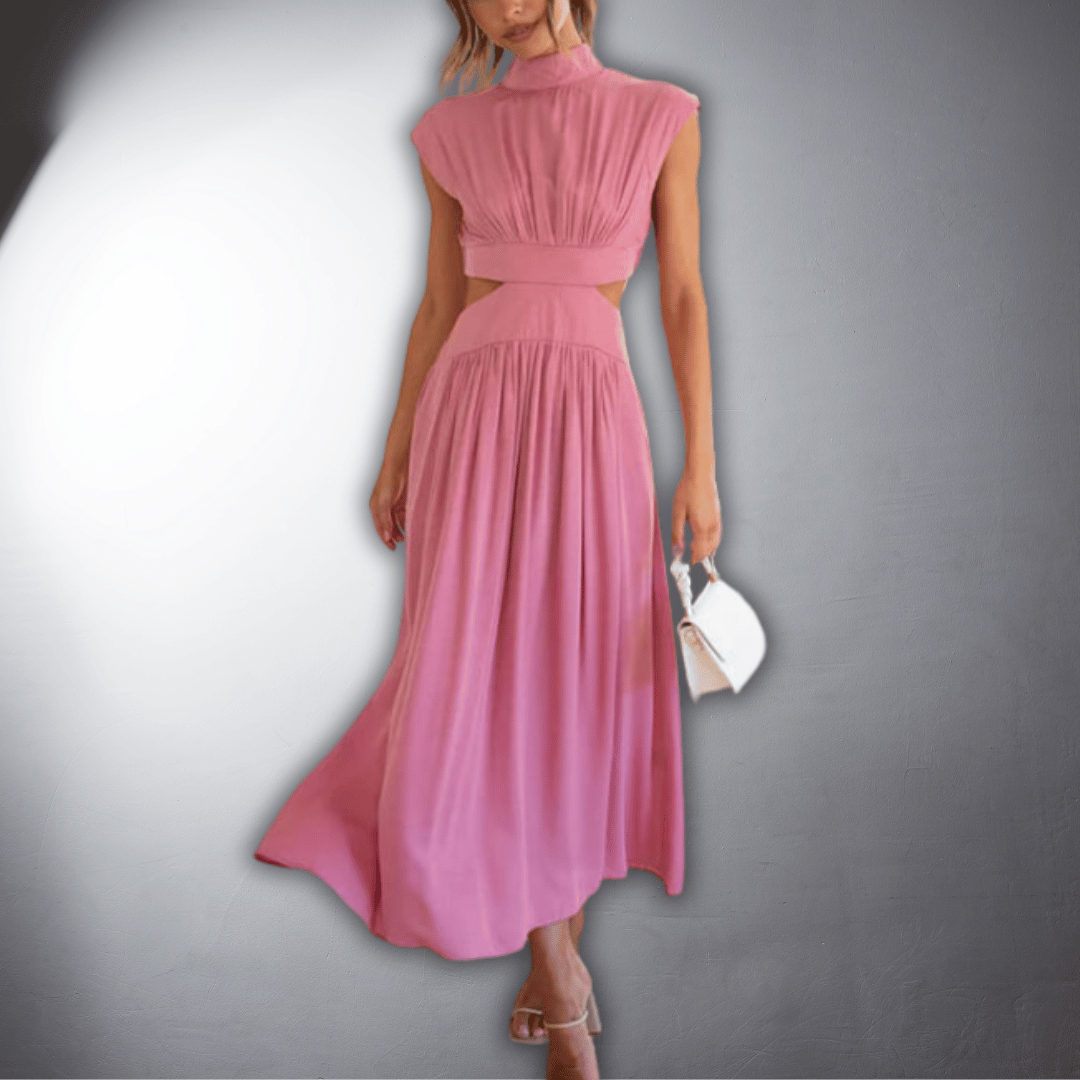 Isadora | Cut Out High Neck Occasion Midi Dress