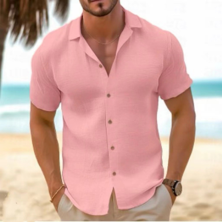 Mens Short Sleeve Linen Shirt