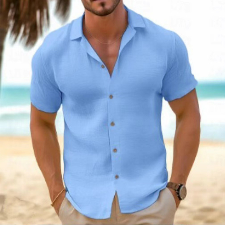 Mens Short Sleeve Linen Shirt